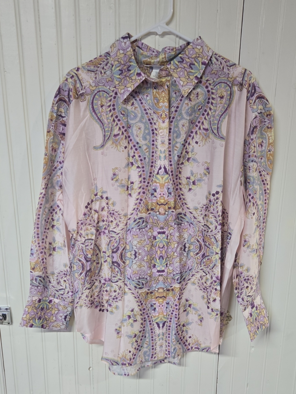 H&M Pastel Paisley Button-Down Shirt in Lavender and Yellow